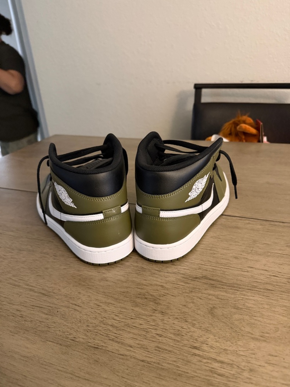 Nike Air Jordan 1 Mid Olive Black White Sneakers - Picture 4 of 4